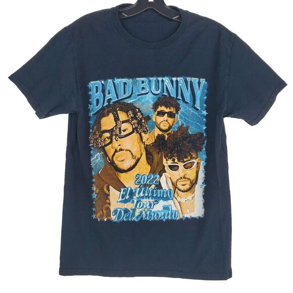 BAD BUNNY Shirt Adult Small Black EL ULTIMO TOUR DEL MUNDO 2022 Latin Concert - Picture 1 of 7